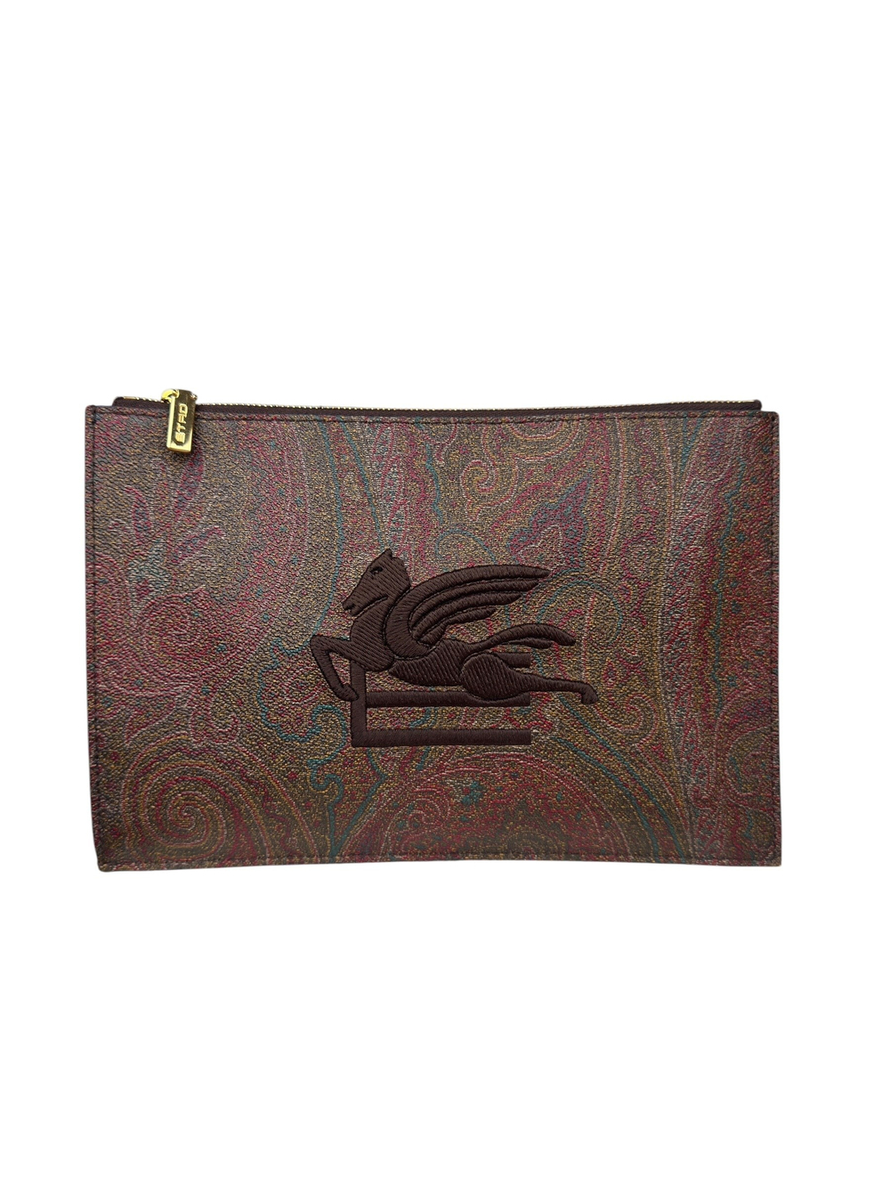 ETRO LEATHER JACQUARD CLUTCH BAG