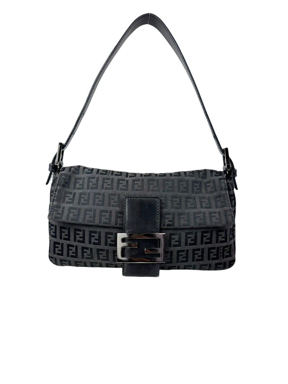 FENDI BLACK ZUCCA BAGUETTE
