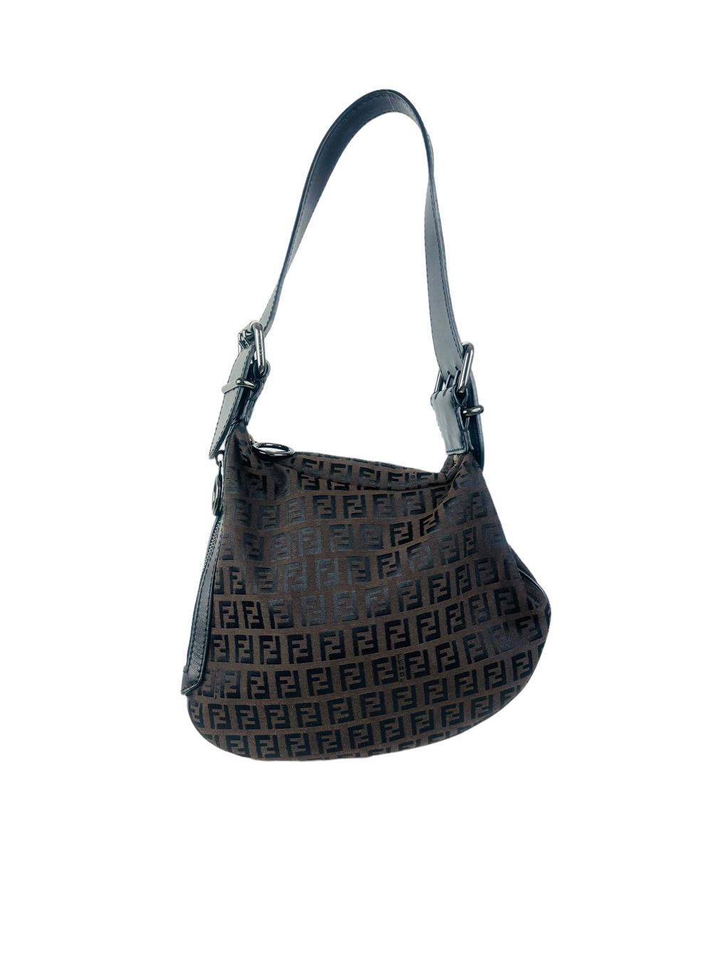 FENDI BLACK ZUCCA SHOULDER BAG