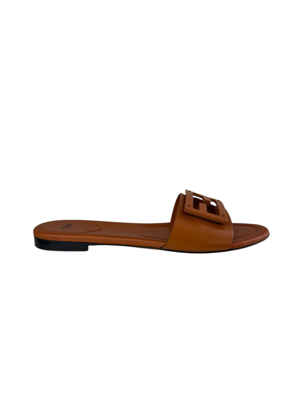 FENDI BROWN FF LOGO BAGUETTE SANDALS