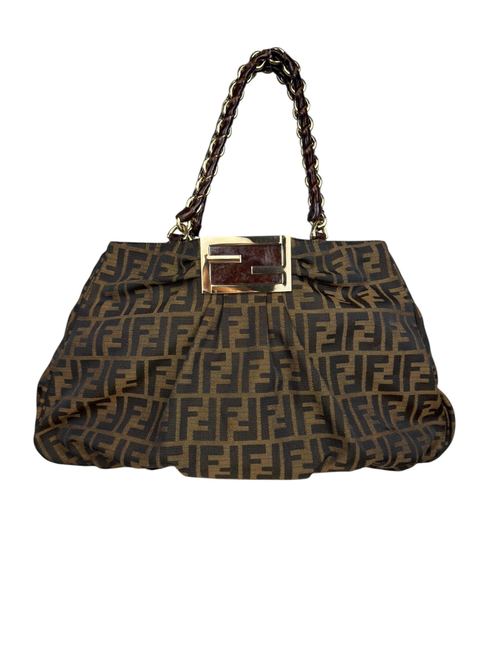 FENDI BROWN ZUCCA SHOULDER BAG