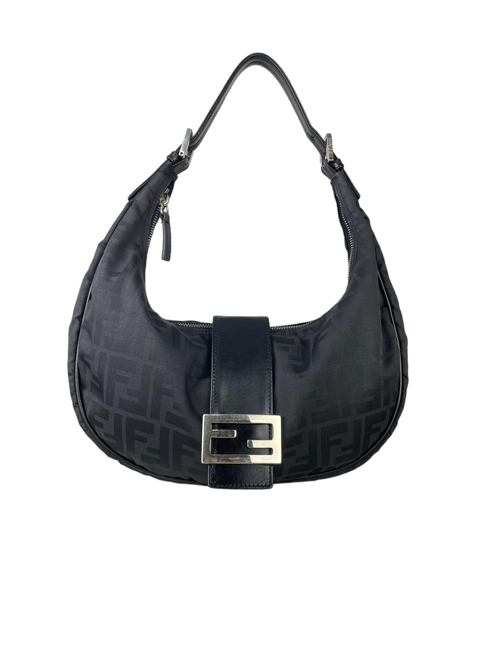 FENDI ZUCCA HALFMOON SHOULDER BAG