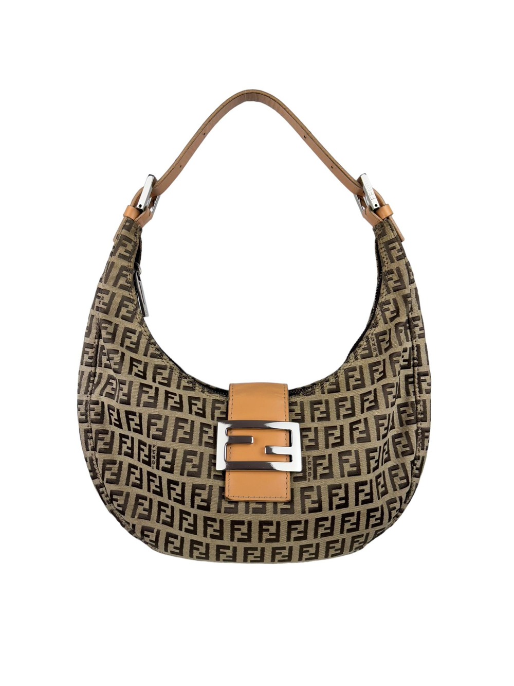 FENDI ZUCCA HALFMOON SHOULDER BAG