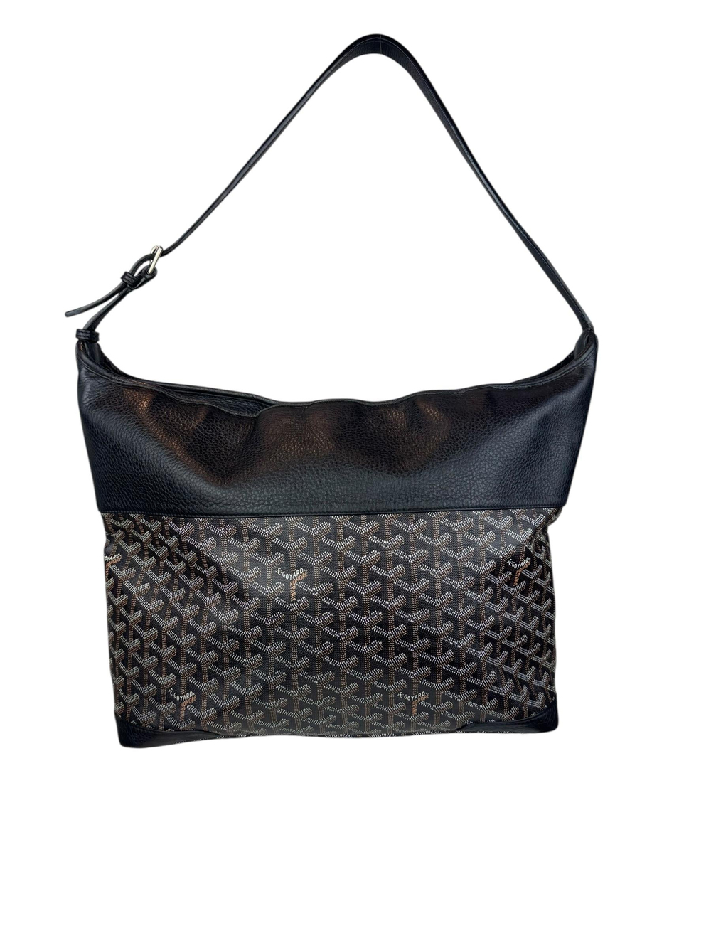 GOYARD BLACK CHEVRON PRINTED GRENADINE HOBO BAG