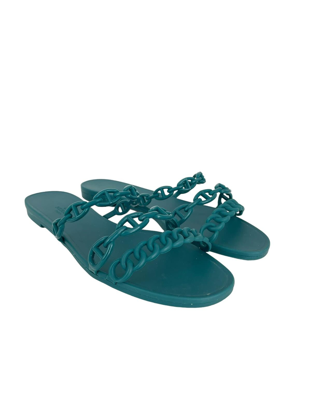 GREEN RUBBER CHAINE SANDALS