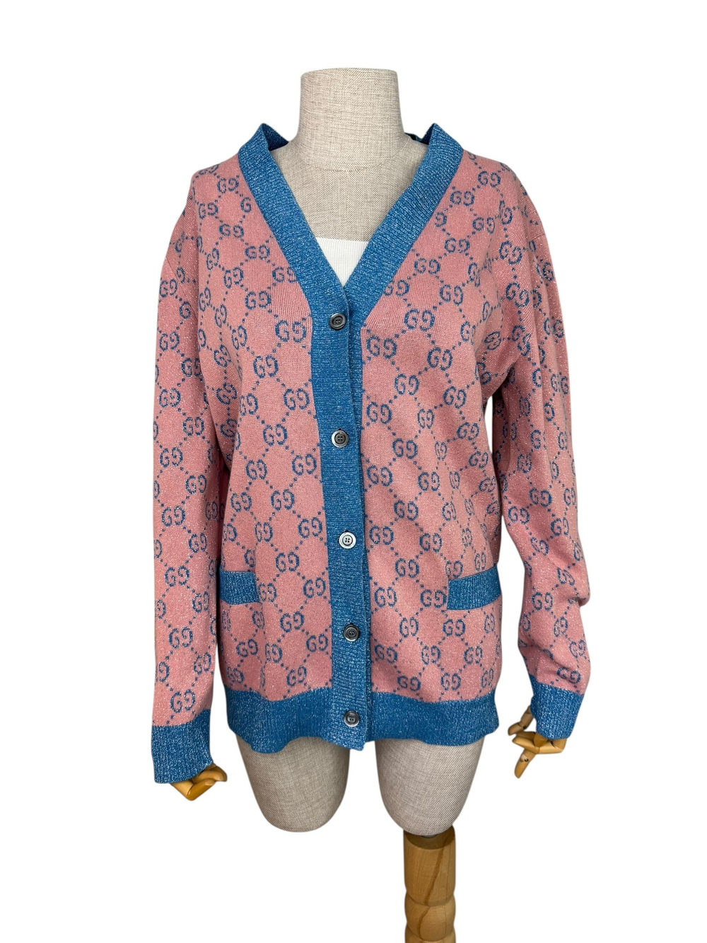 GUCCI GG CANVAS PINK CARDIGAN 
