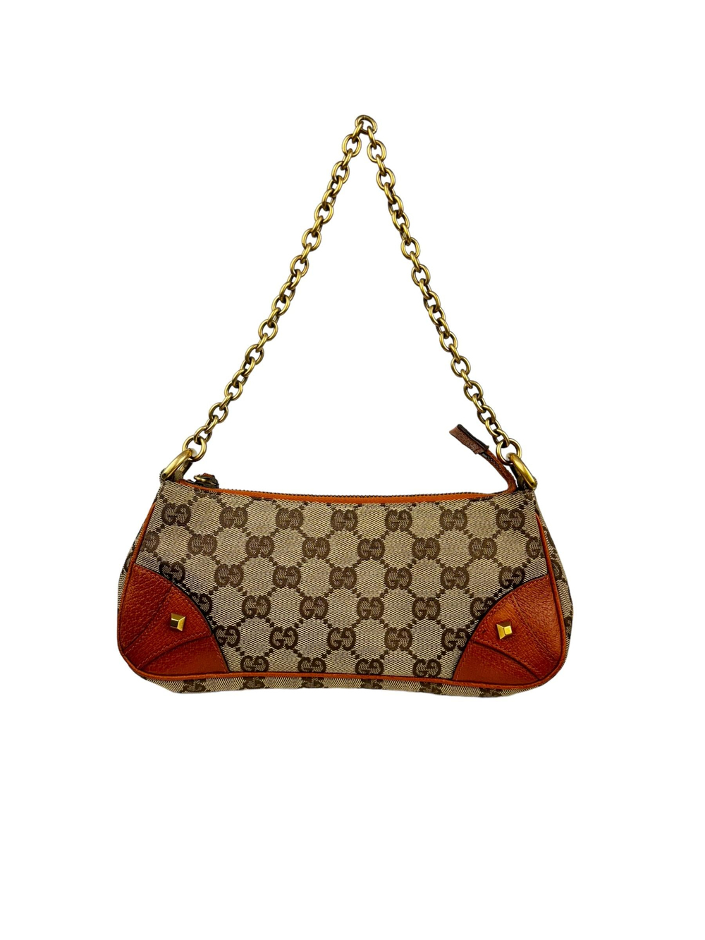 GUCCI MONOGRAM HORBESIT NAIL CHAIN POCHETTE 