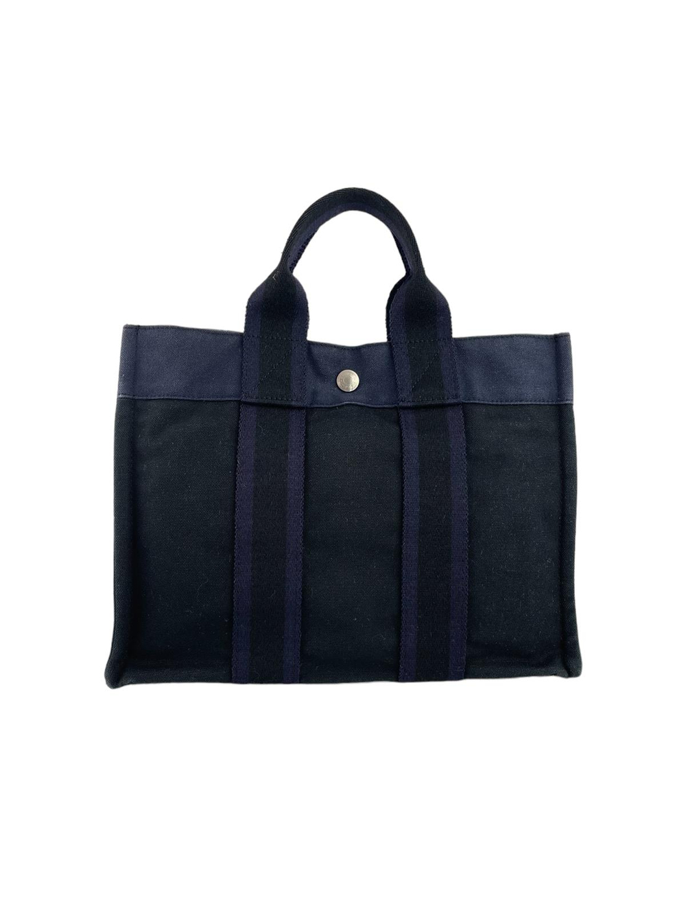HERMES NAVY CLOTH HANDBAG