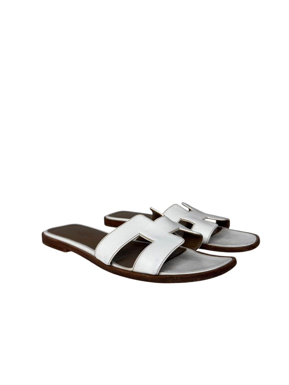 HERMES ORAN WHITE SANDALS