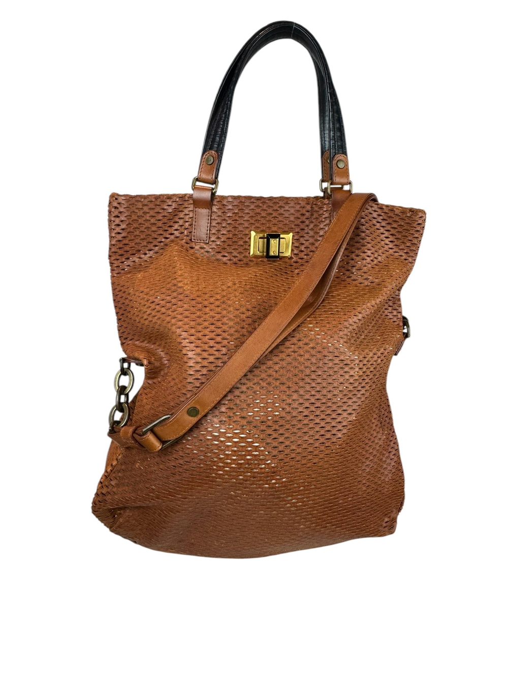 LANVIN MESH LEATHER TOTE BAG
