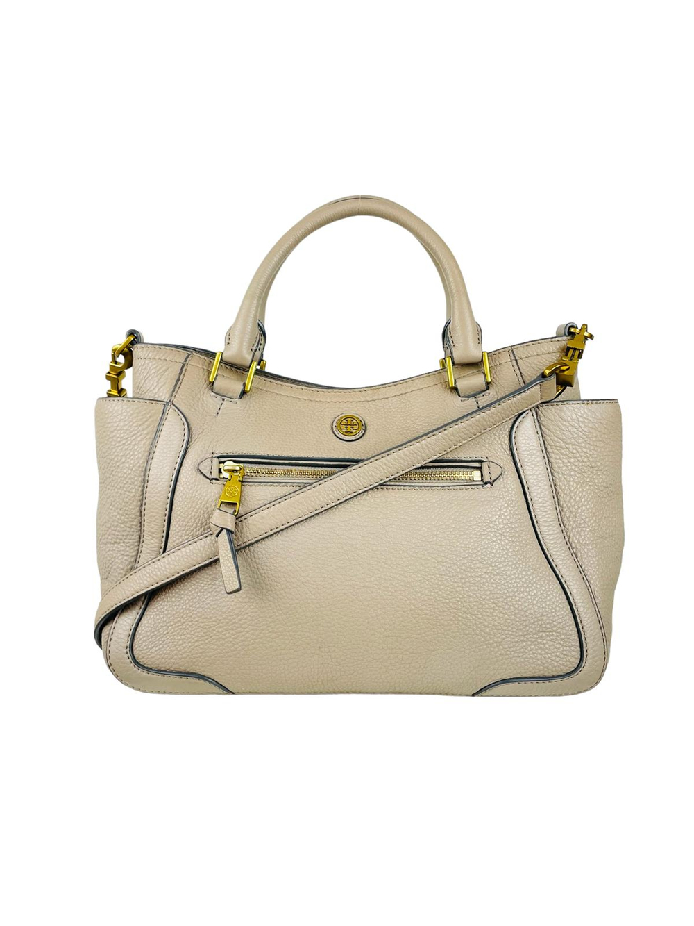 LEATHER BEIGE HANDBAG