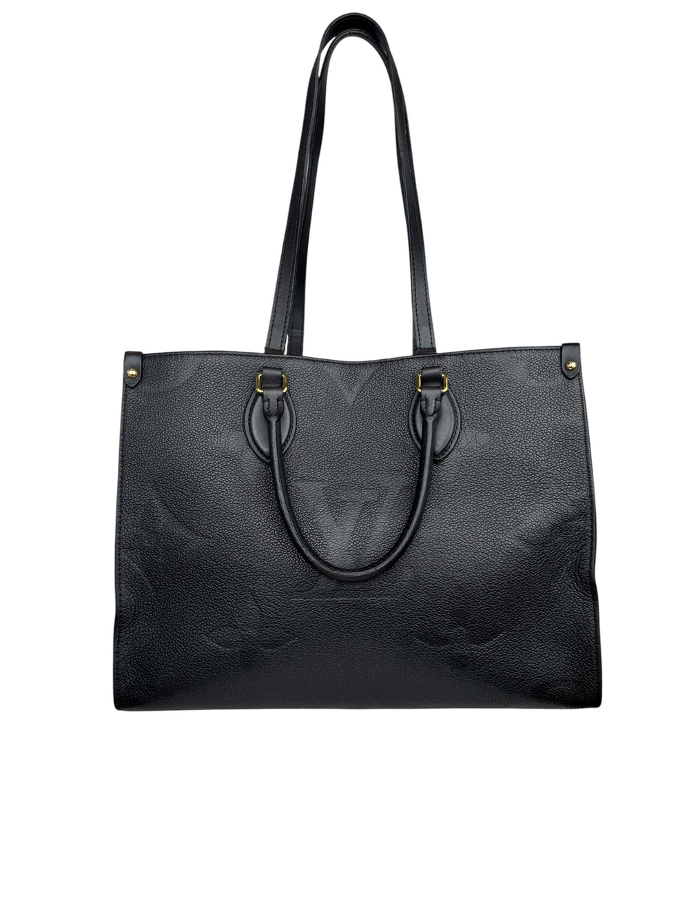 LOUIS VUITTON BLACK EMPREINTE LEATHER ON THE GO MM TOTE BAG