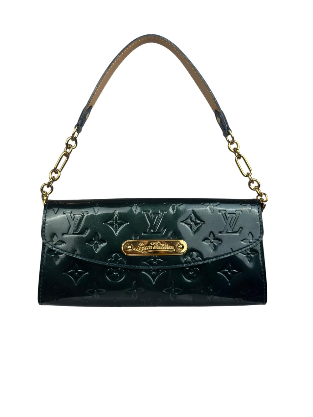 LOUIS VUITTON VERNIS BLUE NUIT SUNSET POCHETTE BAG