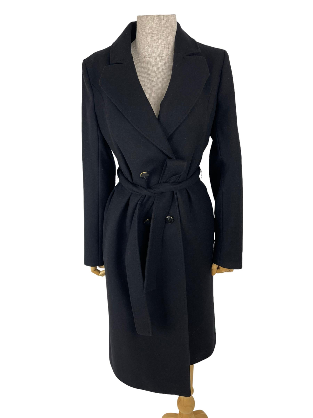 MASSIMO DUTTI BLACK WOOL COAT