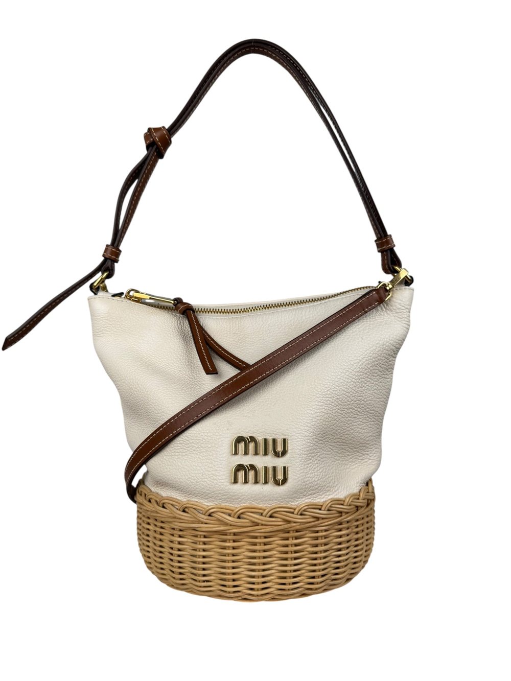MIU MIU LEATHER BASKET BAG