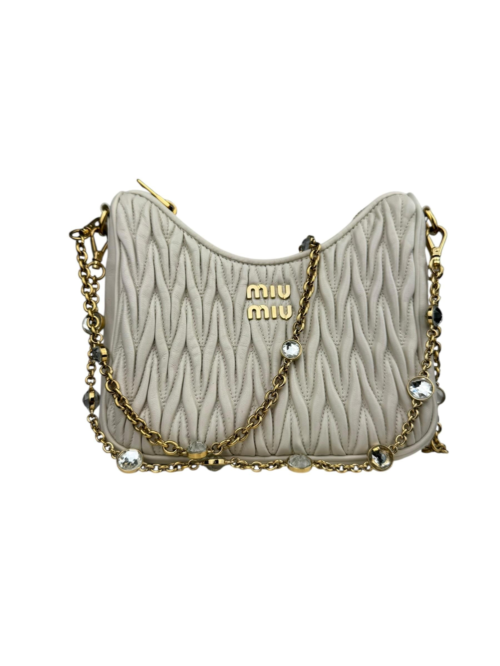 MIU MIU MATELASSE CRYSTAL CHAIN BAG