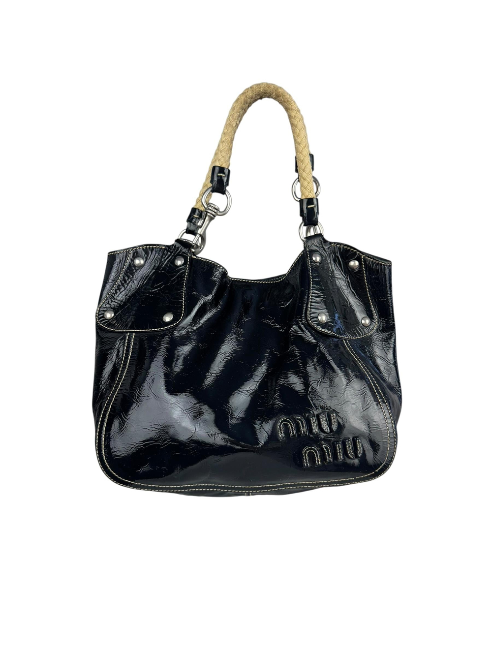 MIU MIU PATENT LEATHER TOTE BAG