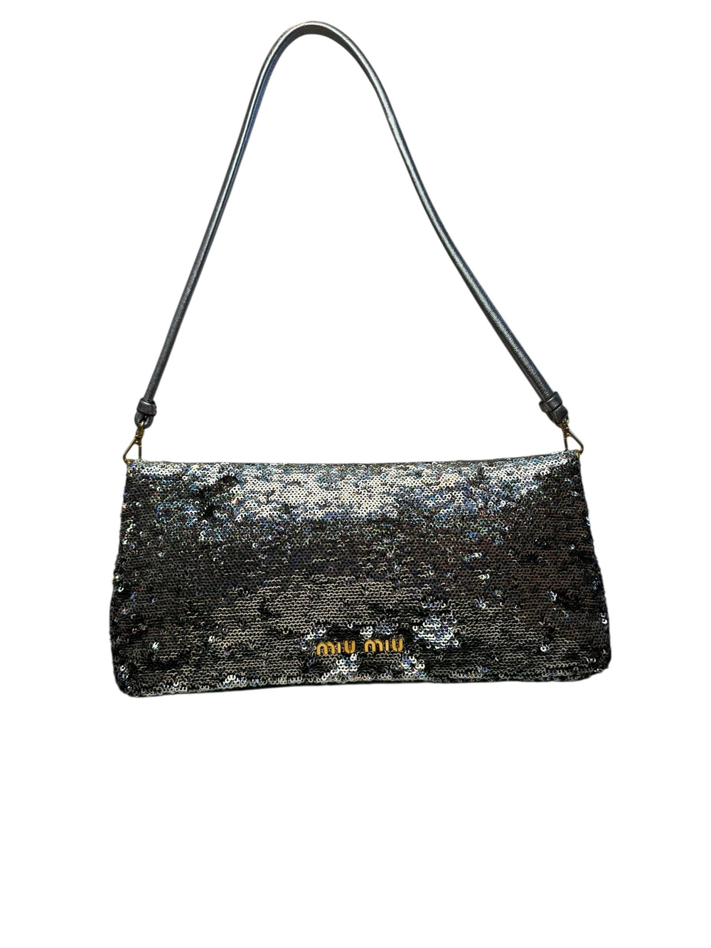 MIU MIU SILVER SEQUIN SHOULDER BAG