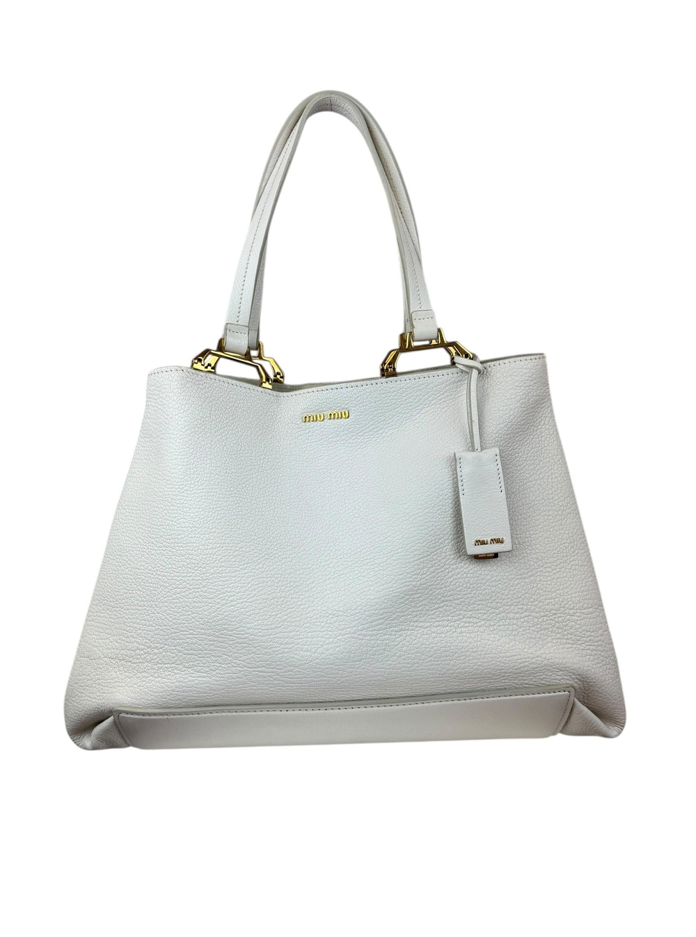 MIU MIU WHITE MADRAS TOTE BAG