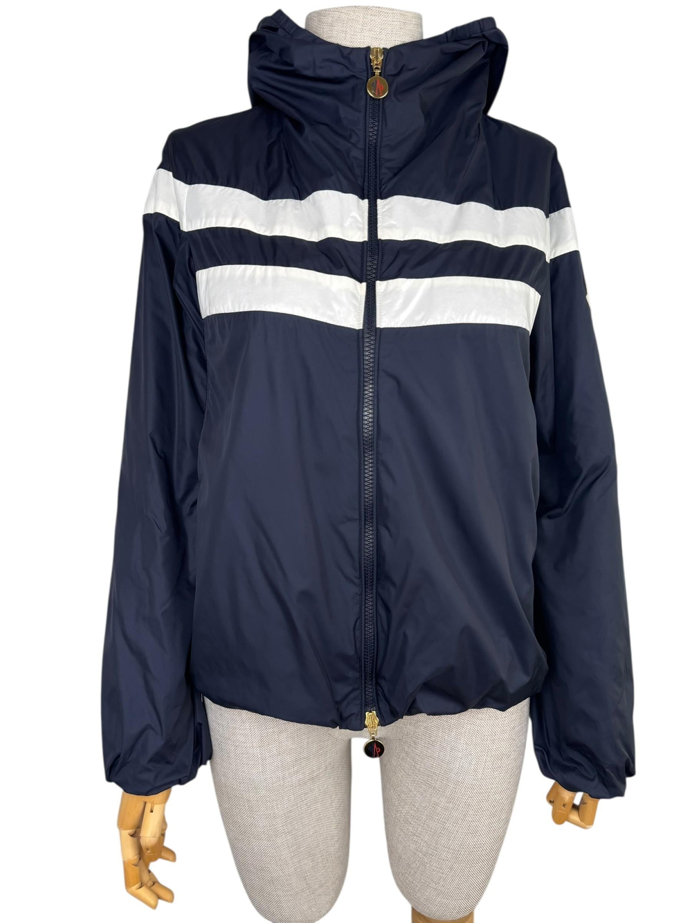 MONCLER STRIPE HOODED WIND BREAKER JACKET