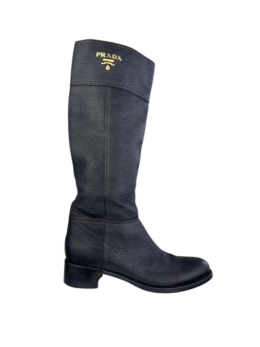 PRADA BLACK LEATHER KNEE HIGE BOOTS