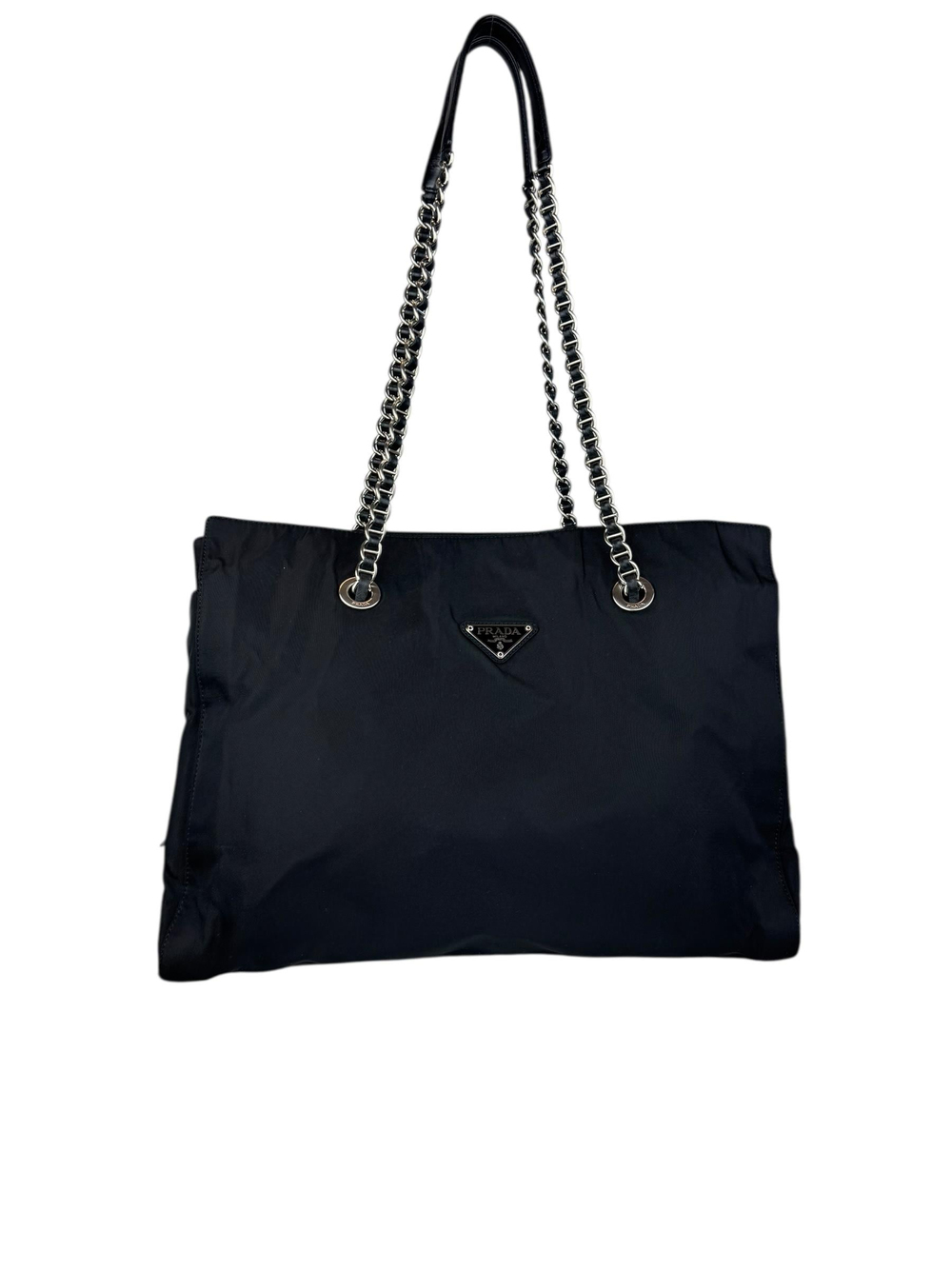 PRADA BLACK NYLON TOTE BAG