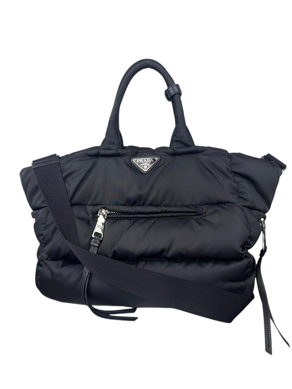 PRADA BLACK TESSUTTO BOMBER BAG