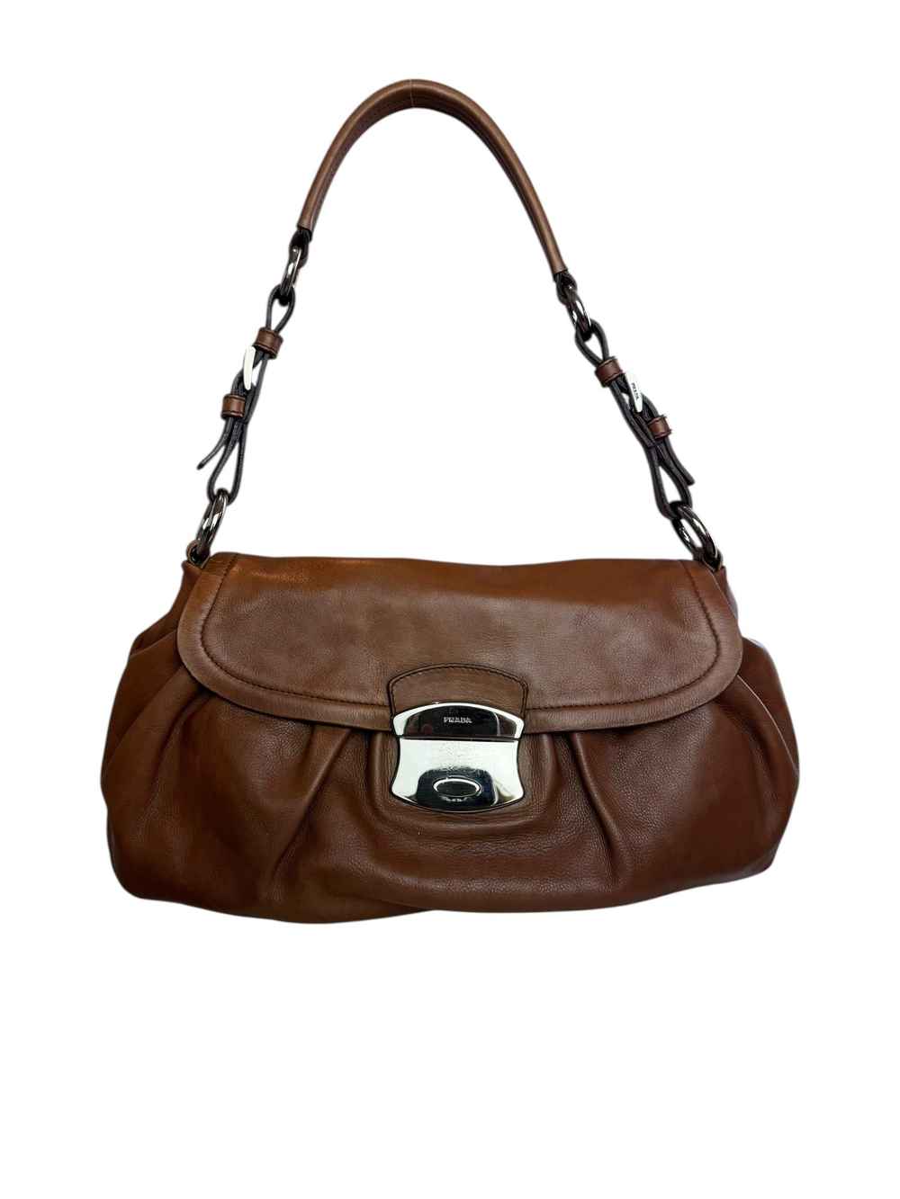 PRADA BROWN VITELLO BAGUETTE