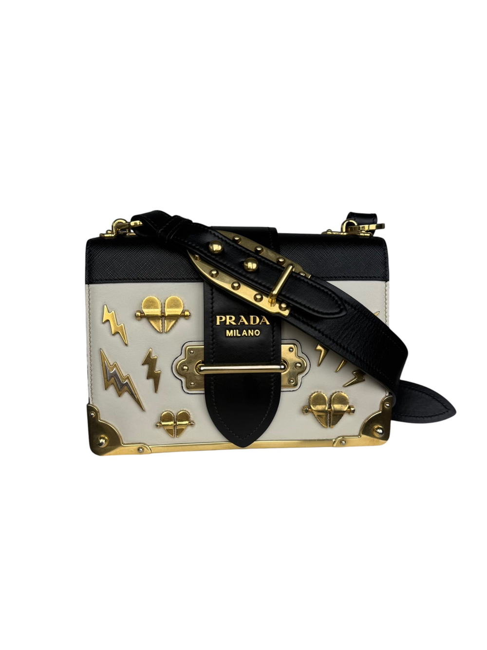 PRADA CAHIER EMBELLISHED LEATHER BAG