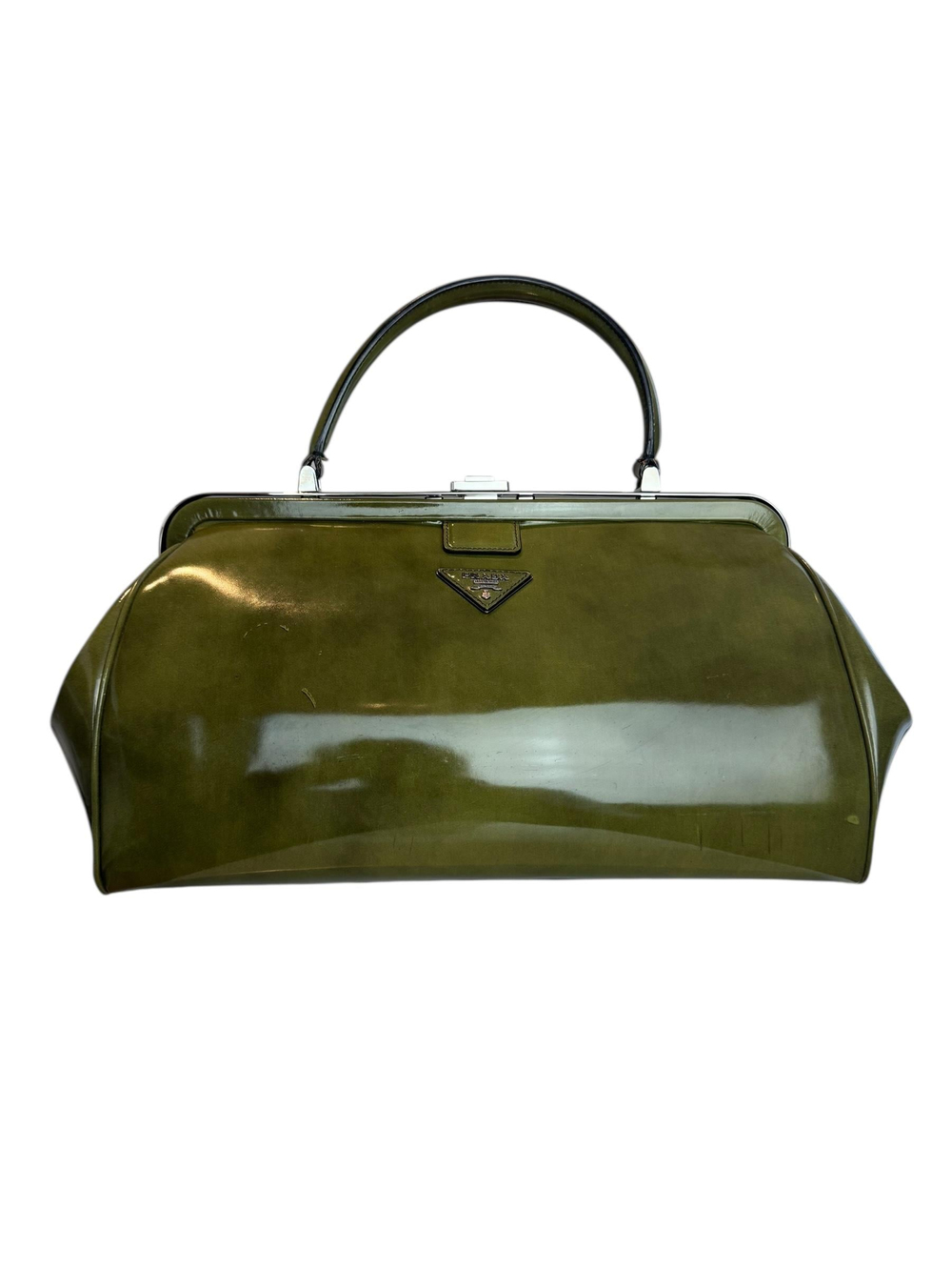 PRADA GREEN SPAZZOLATO LEATHER BAG