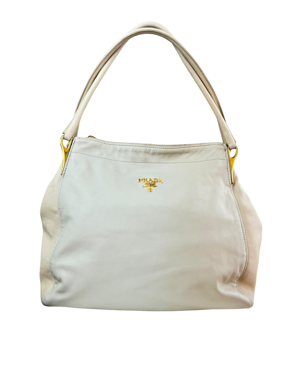 PRADA IVORY VITELLO DAINO OMUZ CANTASI