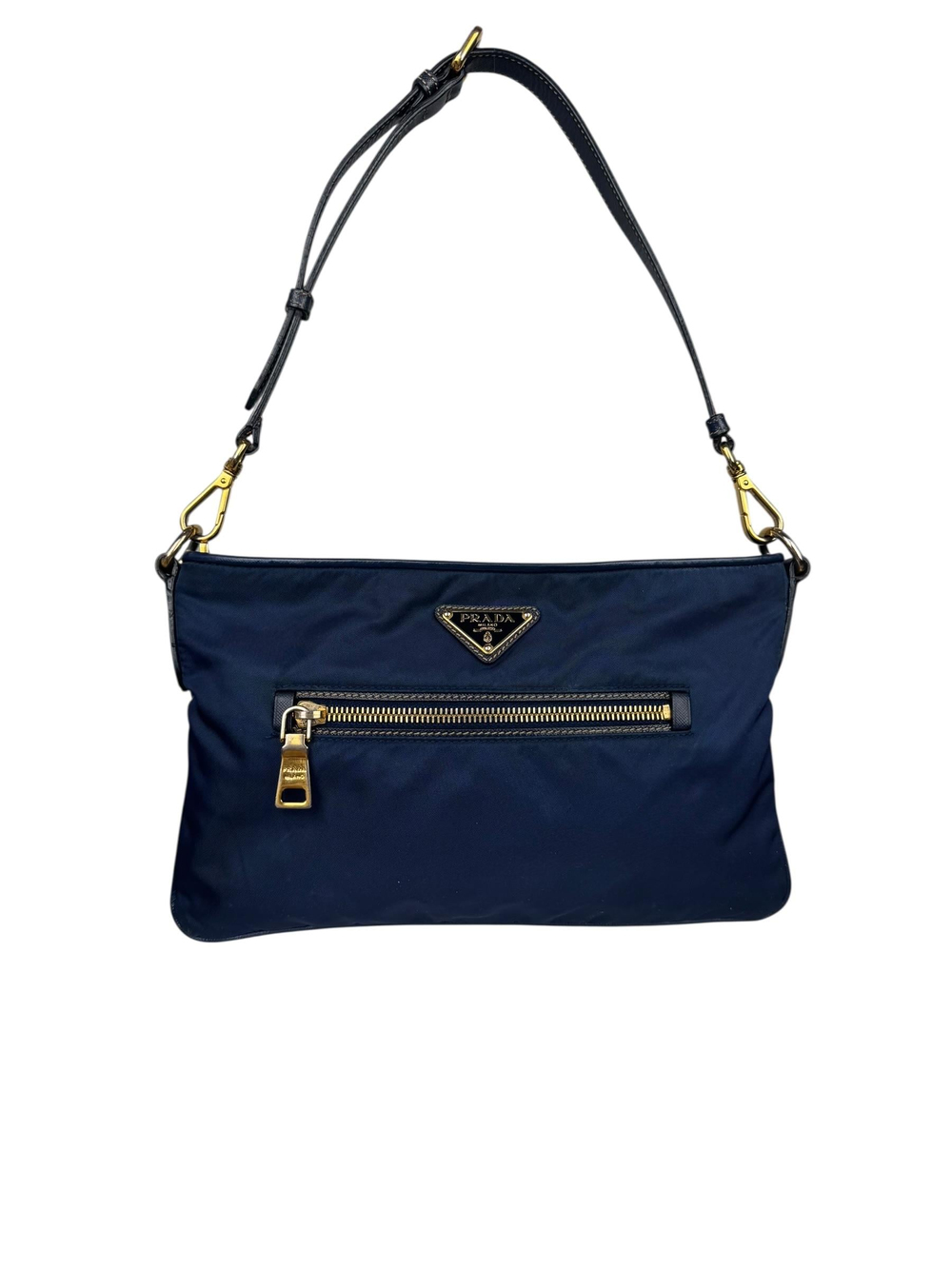 PRADA NAVY NYLON POCHETTE BAG