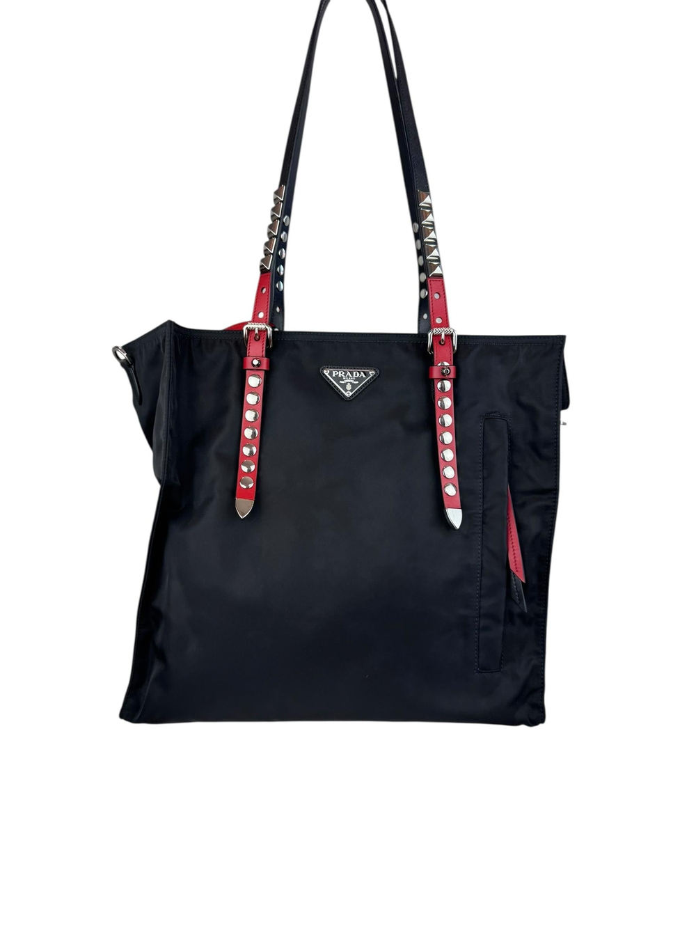 PRADA NEW VELA STUDDED TOTE BAG 