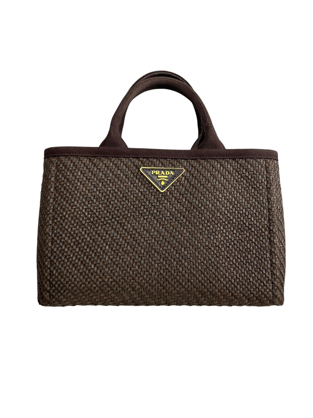 PRADA SMALL PAGLIA CANAPA CANVAS LOGO TOTE