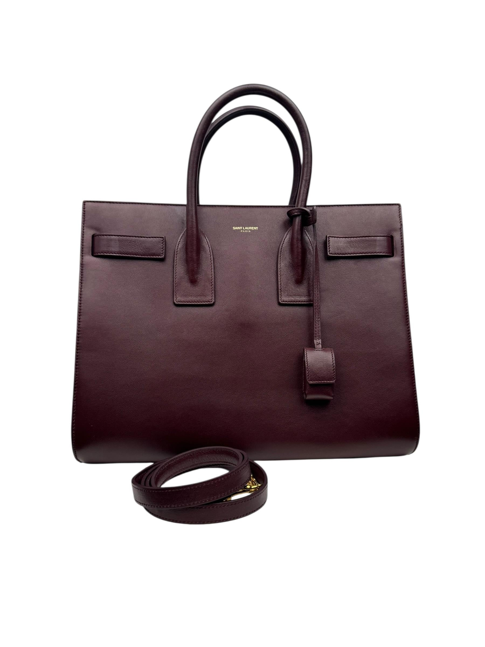 SAINT LAURENT BURGUNDY SAC DE JOUR BAG