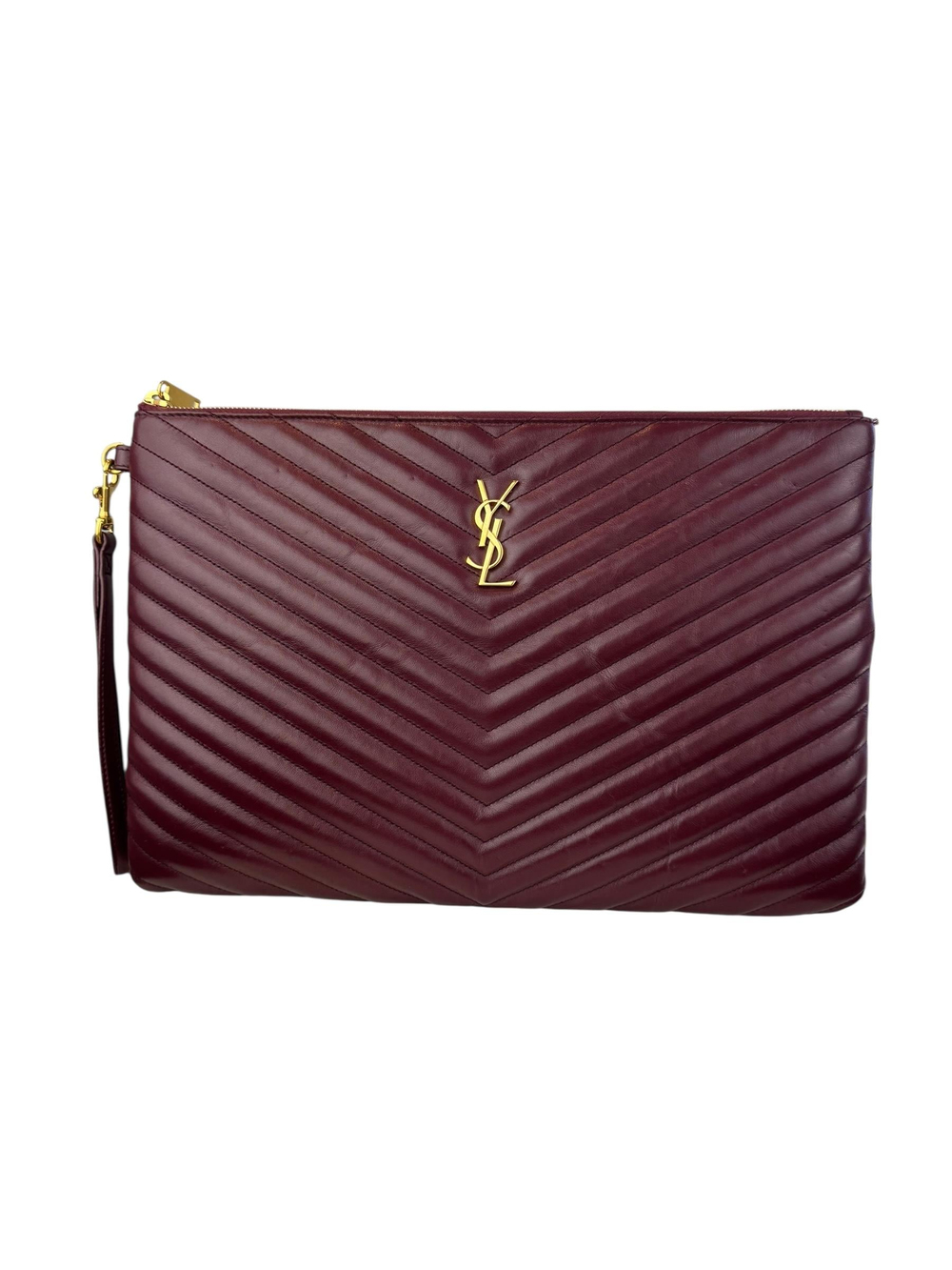 SAINT LAURENT MATELASSE BEIGE CLUTCH 