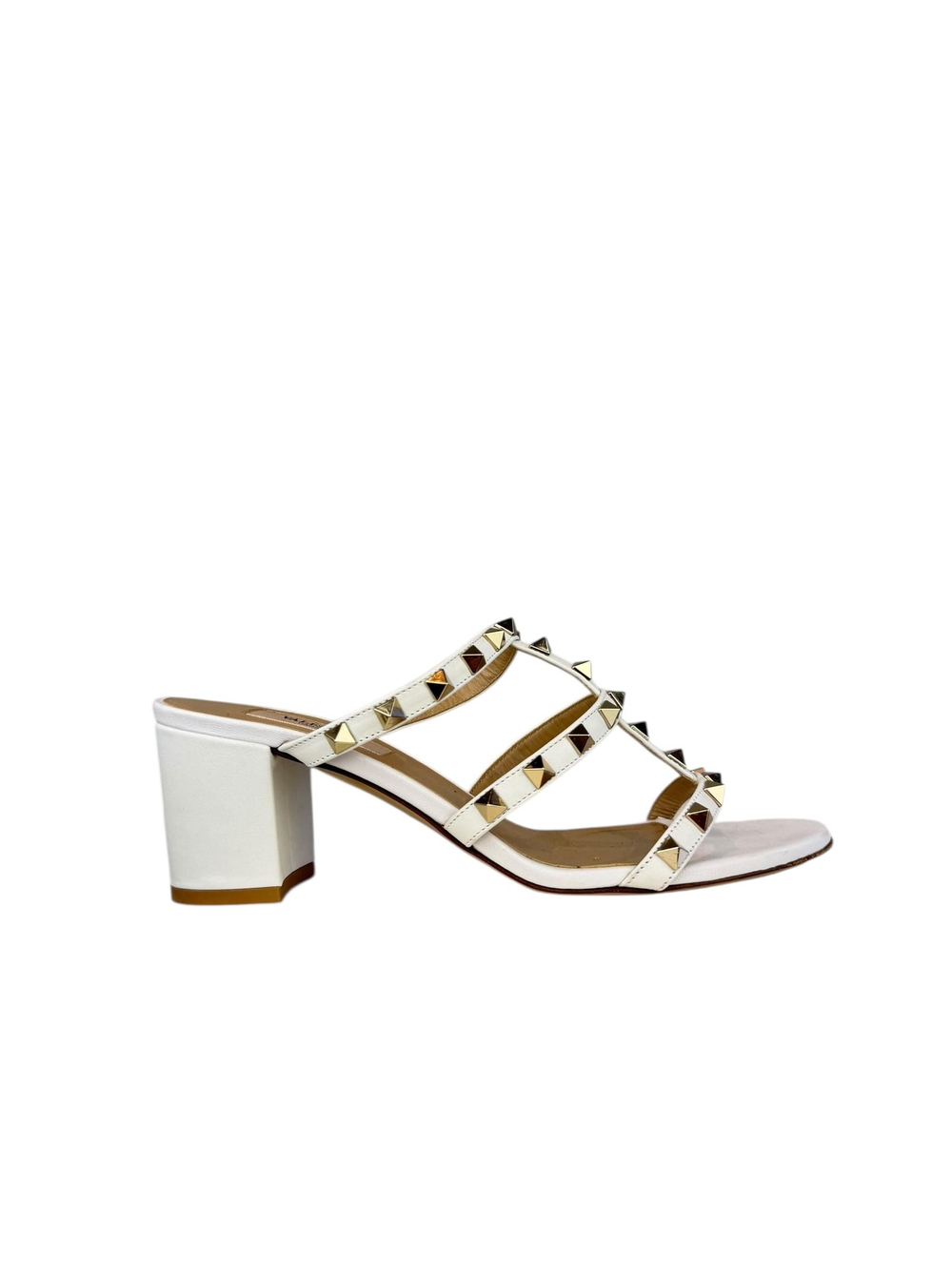 VALENTINO WHITE LEATHER ROCKSTUD PUMPS