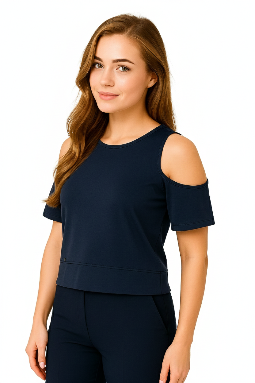 BLUBluzBLU Omuz Dekolte Kısa Bluz