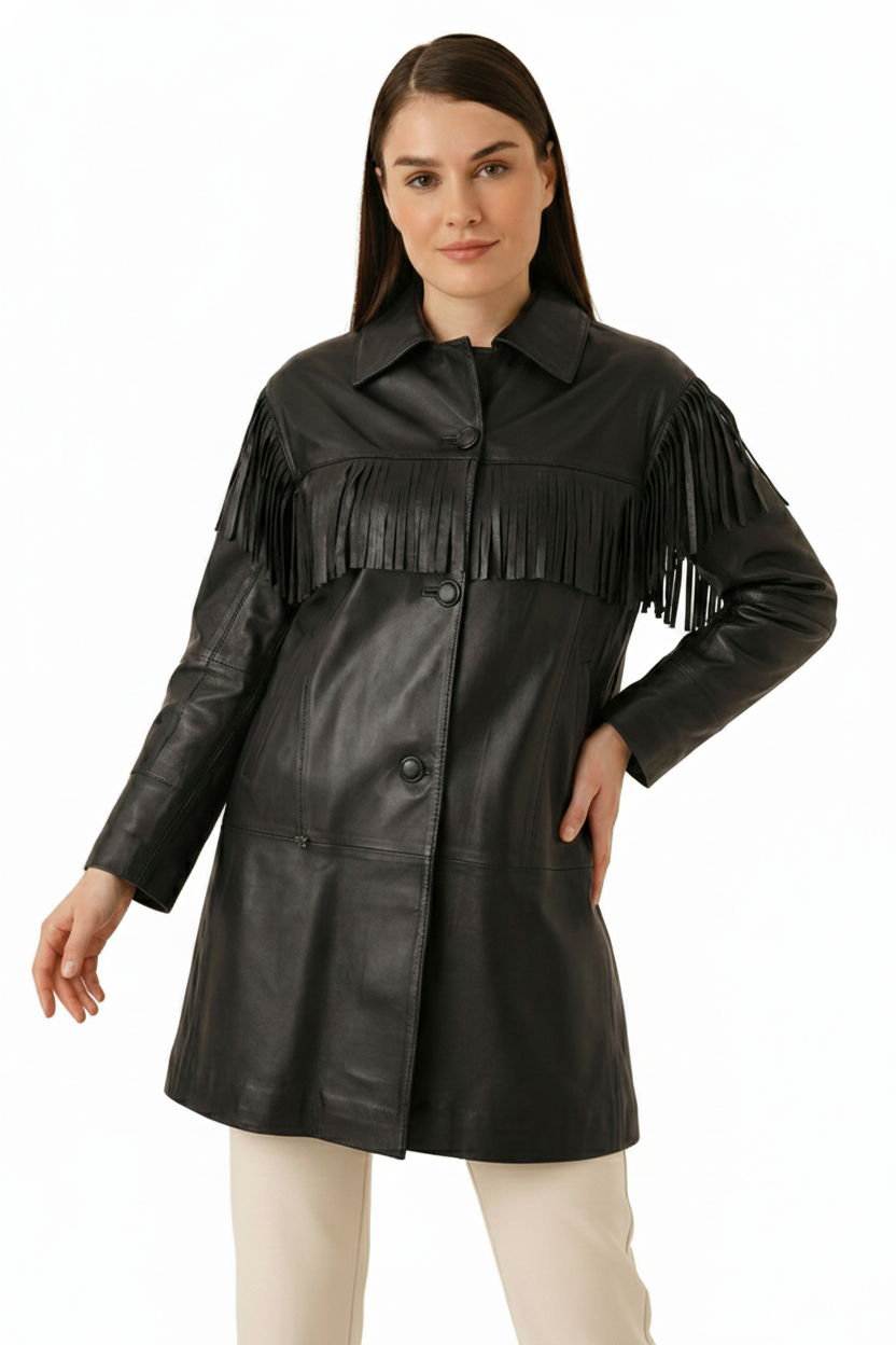 BLUDeri GiyimBLU Roba Püsküllü Uzun Ceket