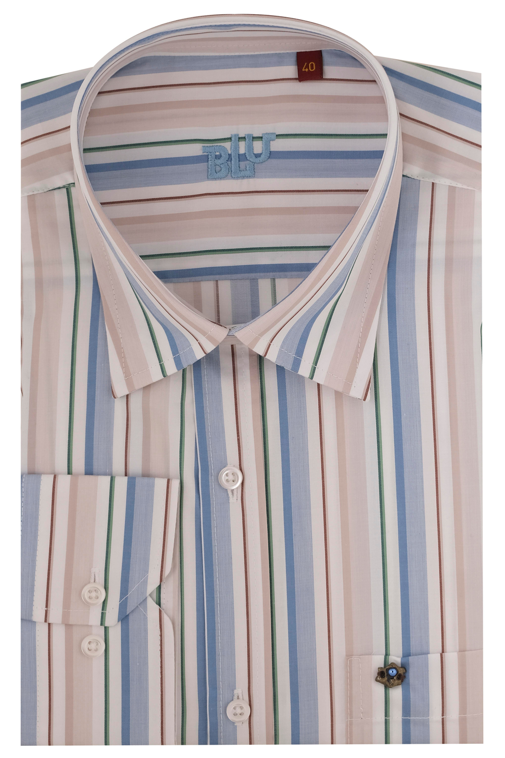 BLUGömlekBLU Alttan Düğmeli Yaka Cepli UK Klasik Gömlek