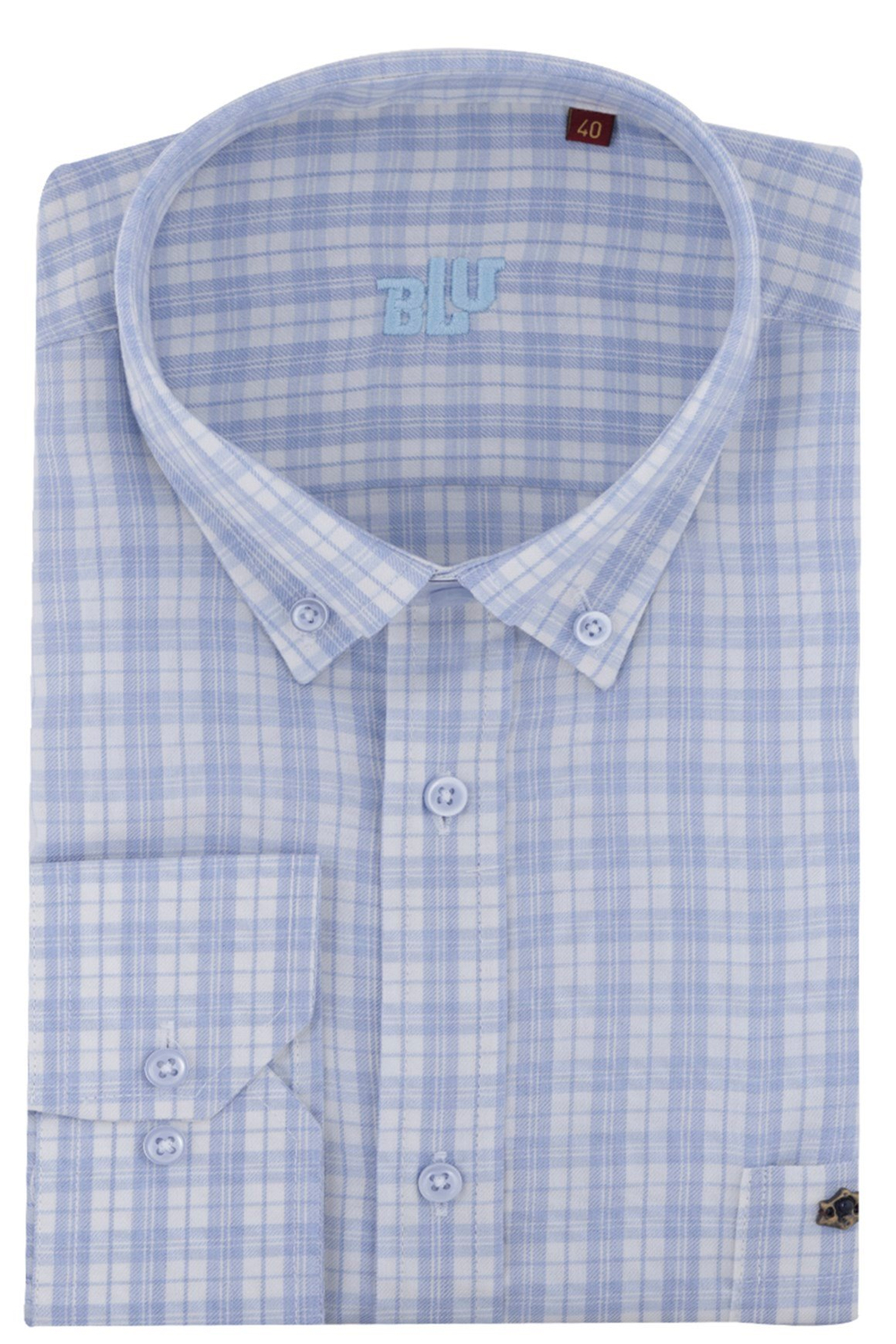BLUGömlekBLU Üstten Düğmeli Yaka Klasik Gömlek