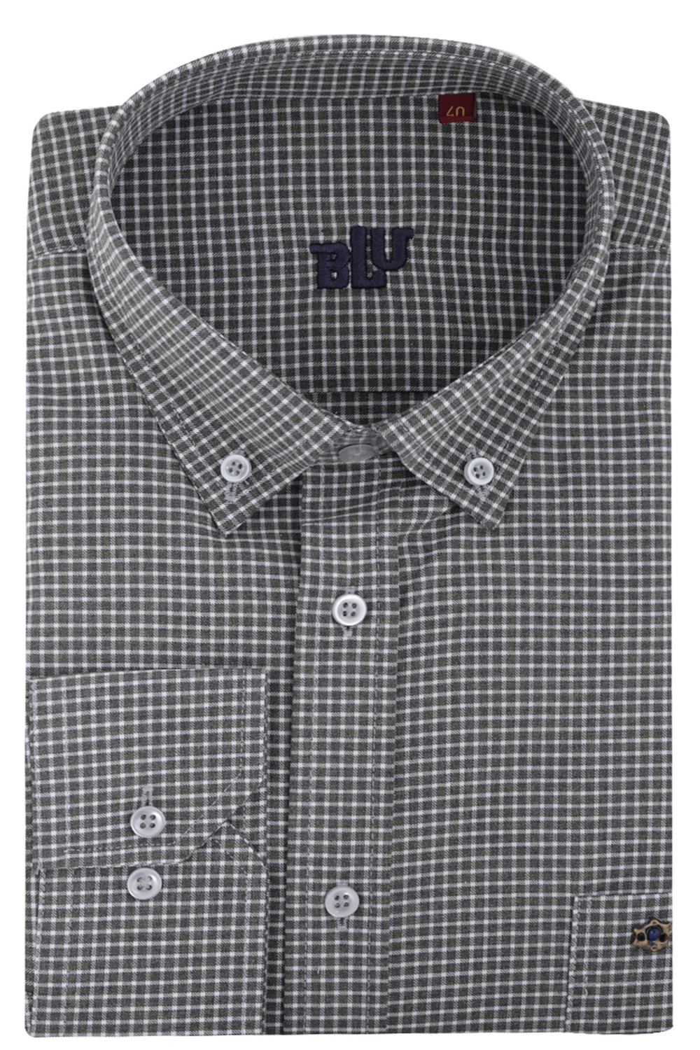 BLUGömlekBLU Üstten Düğmeli Yaka Klasik Gömlek