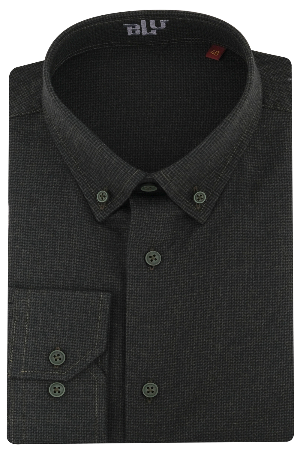 BLUGömlekBLU Yarım İtalyan Üstten Düğmeli Yaka Slim Fit Gömlek