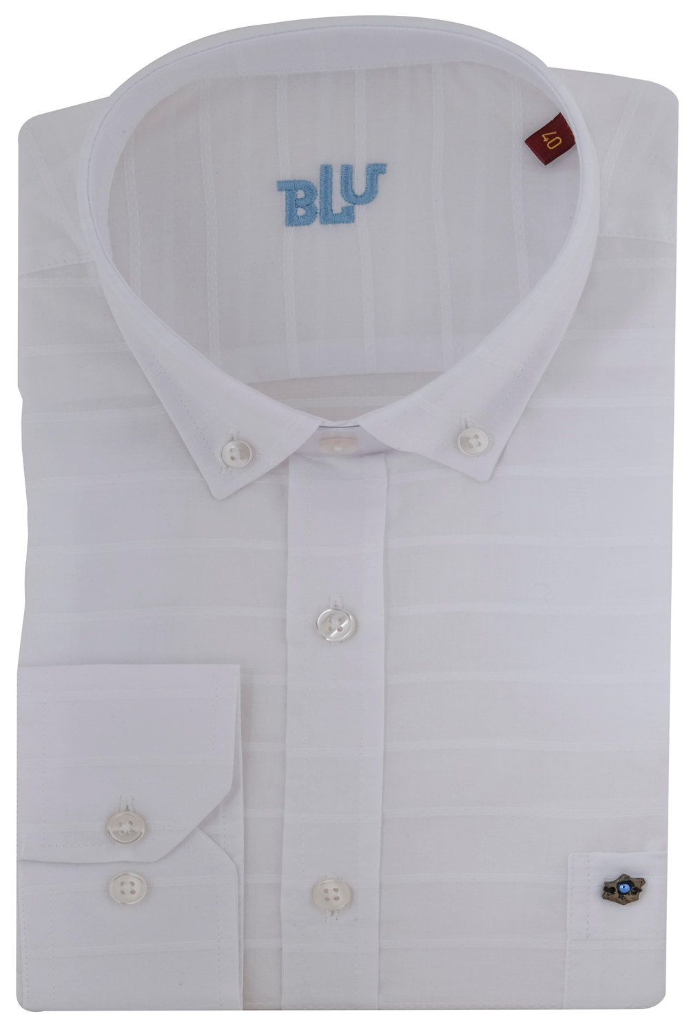 BLUGömlekBLU Yarım İtalyan Üstten Düğmeli Yaka Klasik Gömlek