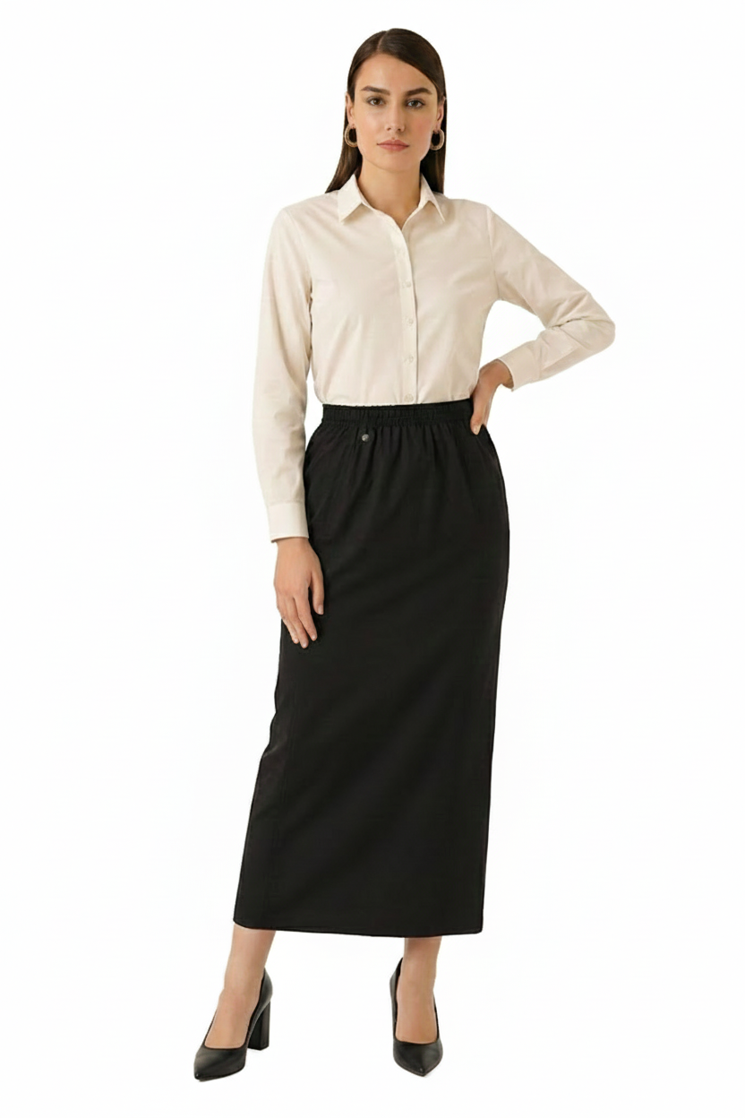 BLUPantolonBLU Bel Lastikli Uzun Etek