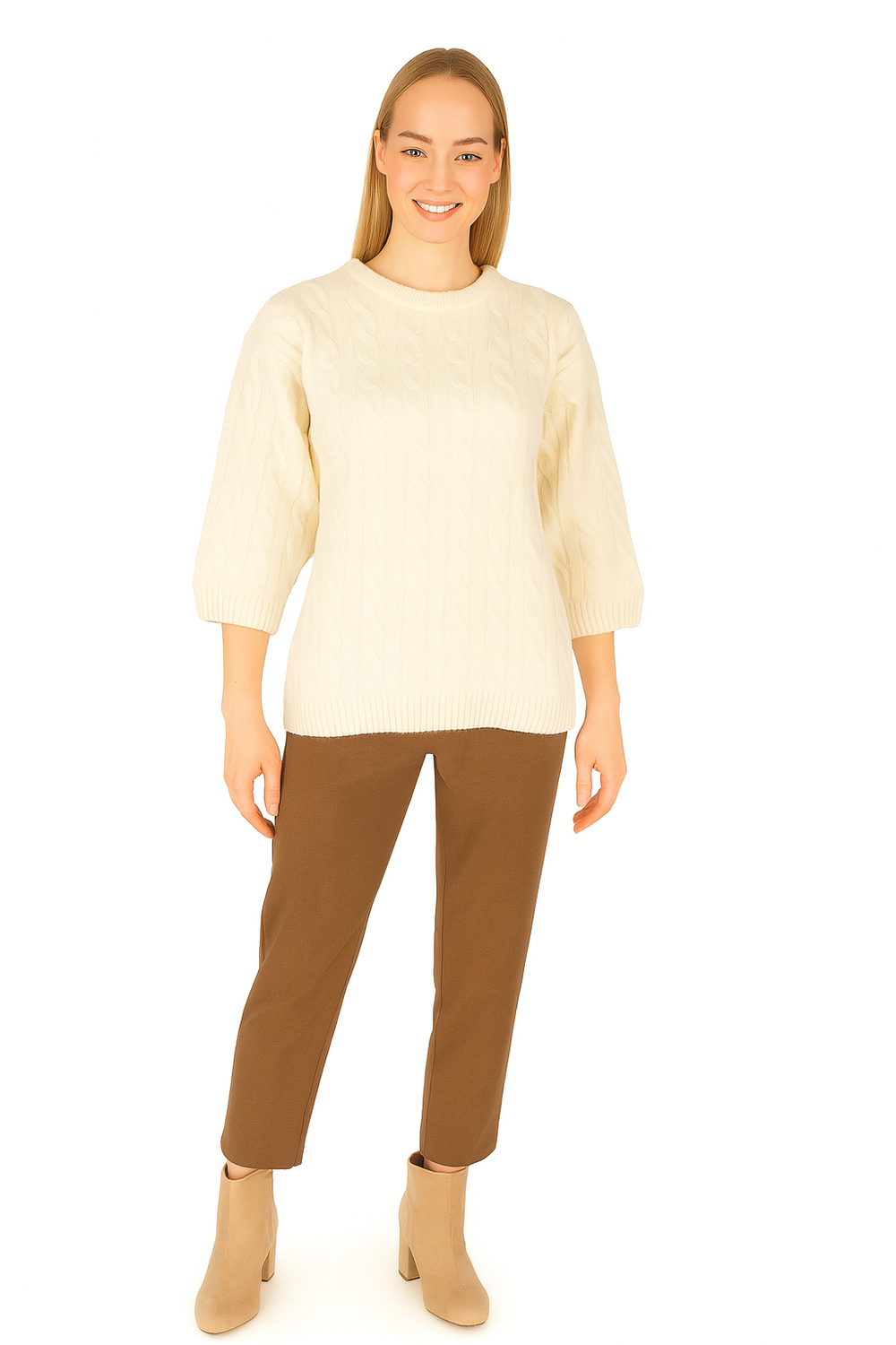 BLUTriko / HırkaBLU Saçörgü Truvakar Kol Triko Bluz