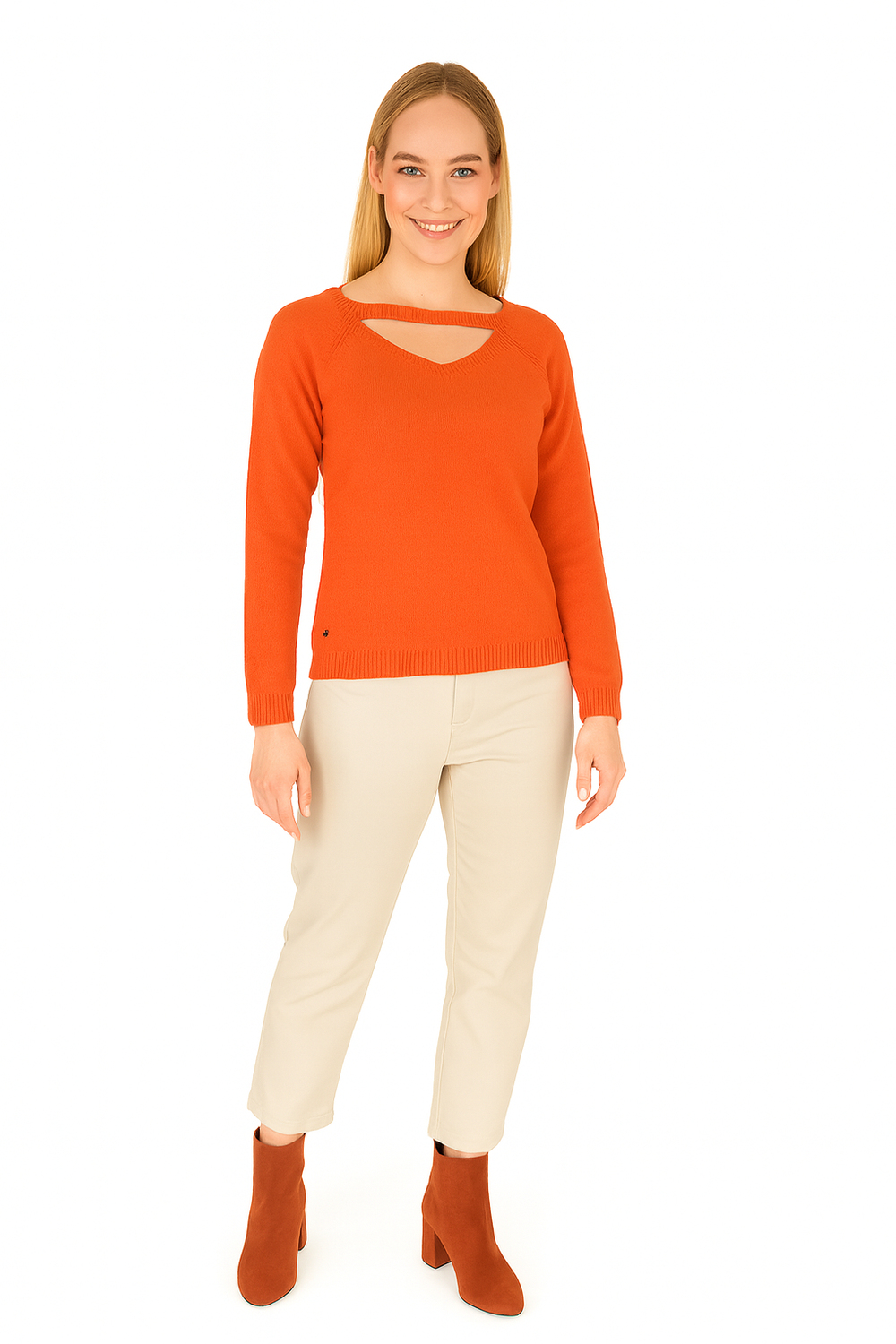 BLUTriko / HırkaBLU V Dekolte Kayık Yaka Triko Bluz