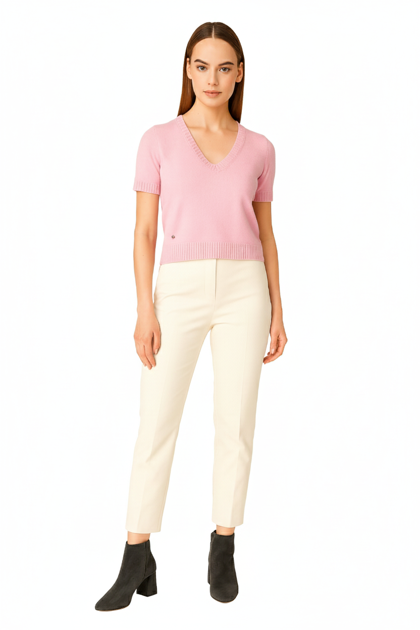 BLUTriko / HırkaBLU V Yaka Kısa Kol Kısa Triko Bluz