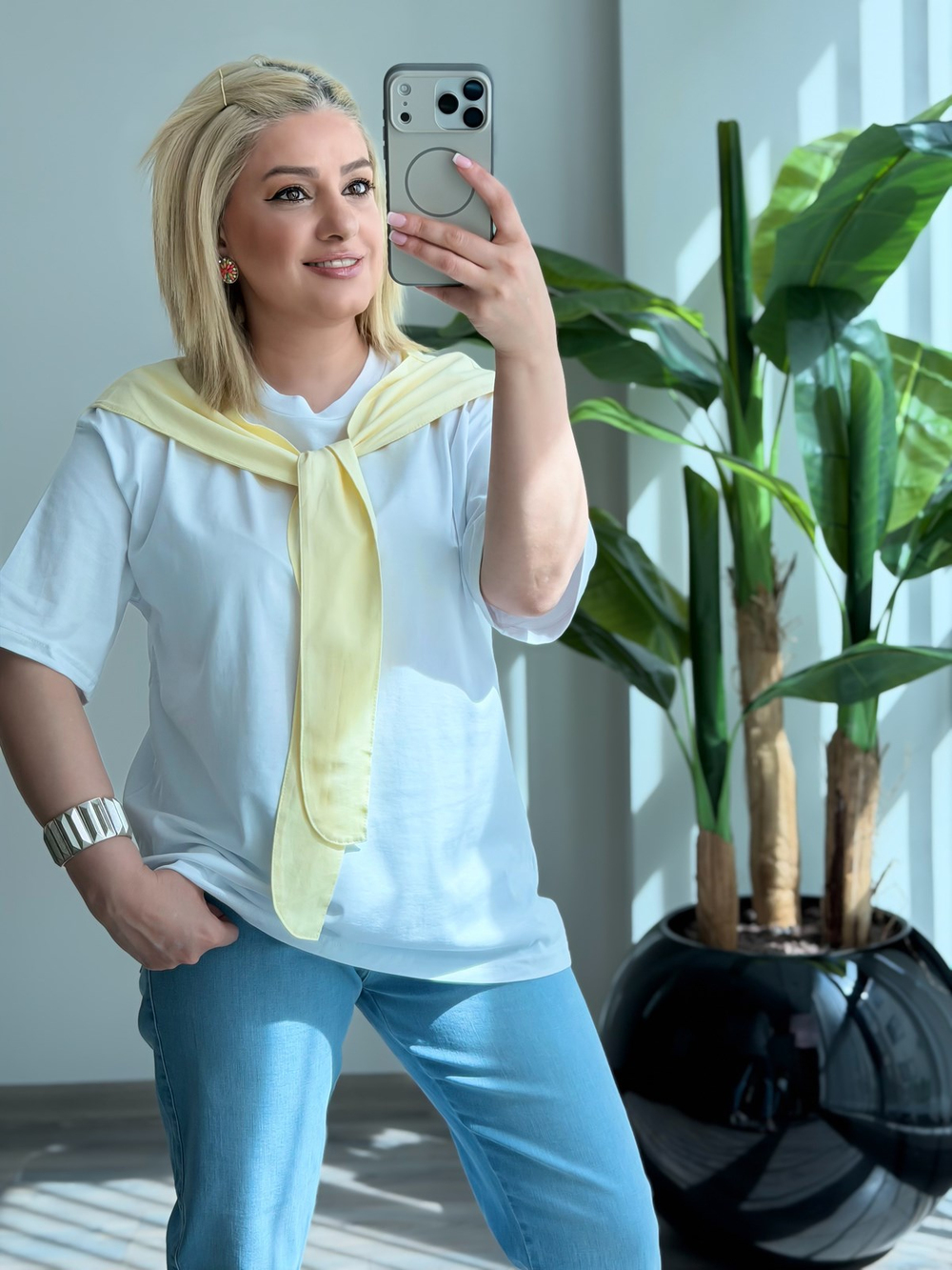 Atkı Detaylı Tshirt Sarı