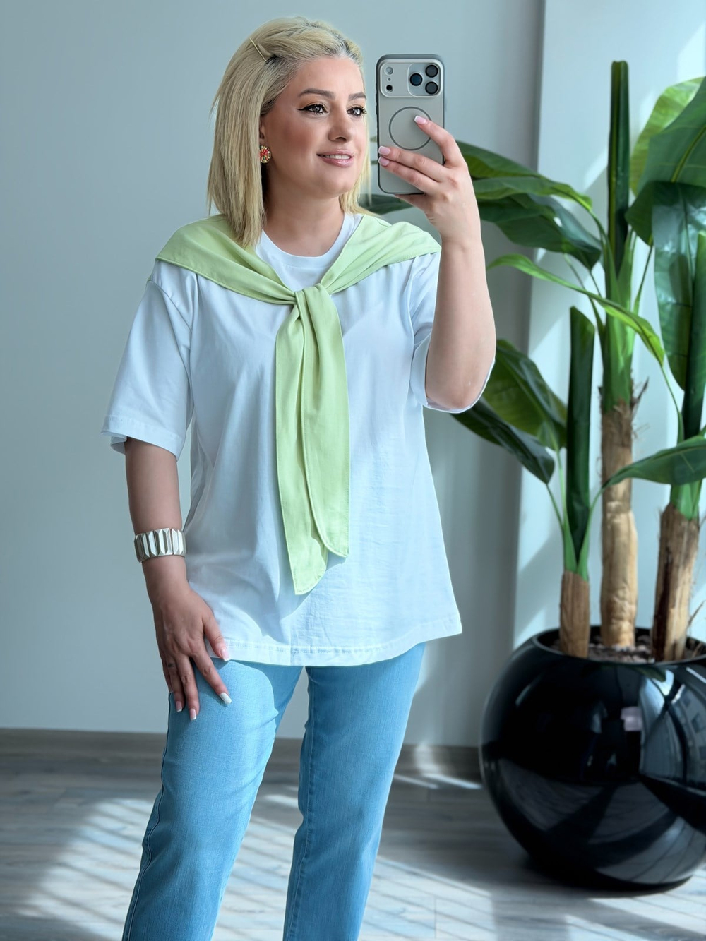 Atkı Detaylı Tshirt YEŞİL